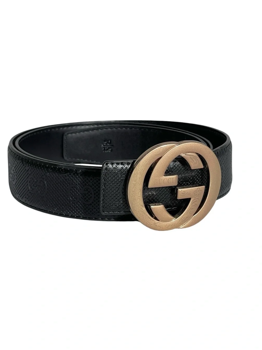 🖤 Men’s Elegant Black Monogram Belt with Gold Buckle 🖤